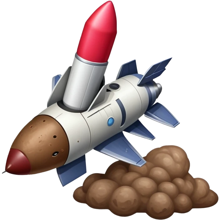 turd with lipstick sitting on a rocket heading to the moon emoji