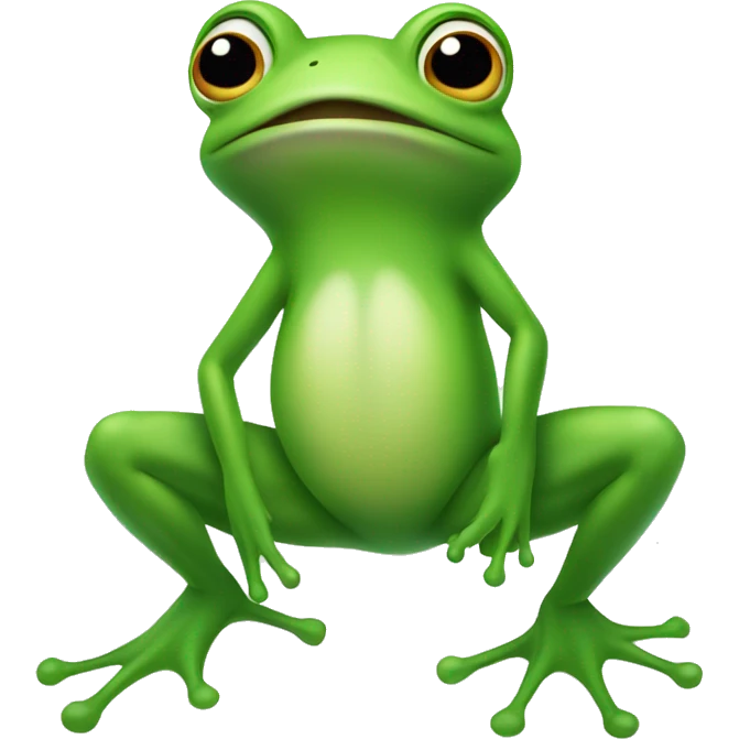 a frog on two feet all green that jumps emoji