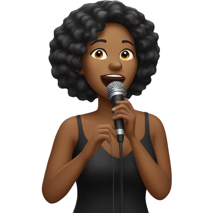 black woman singing into microphone emoji