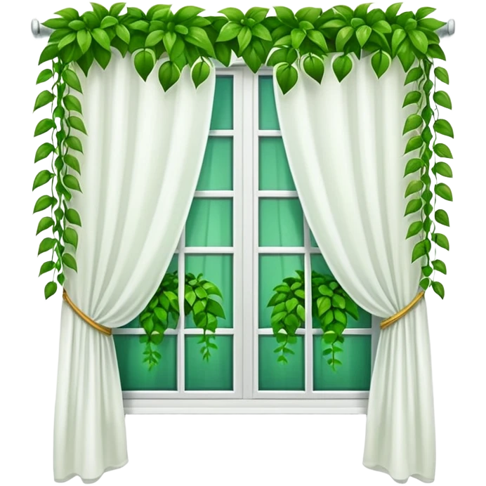 Window with hanging plants + curtain, Apartment Windows. emoji