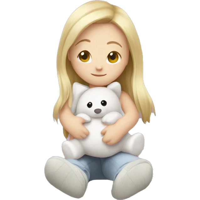 little white girl with baby human plushy emoji
