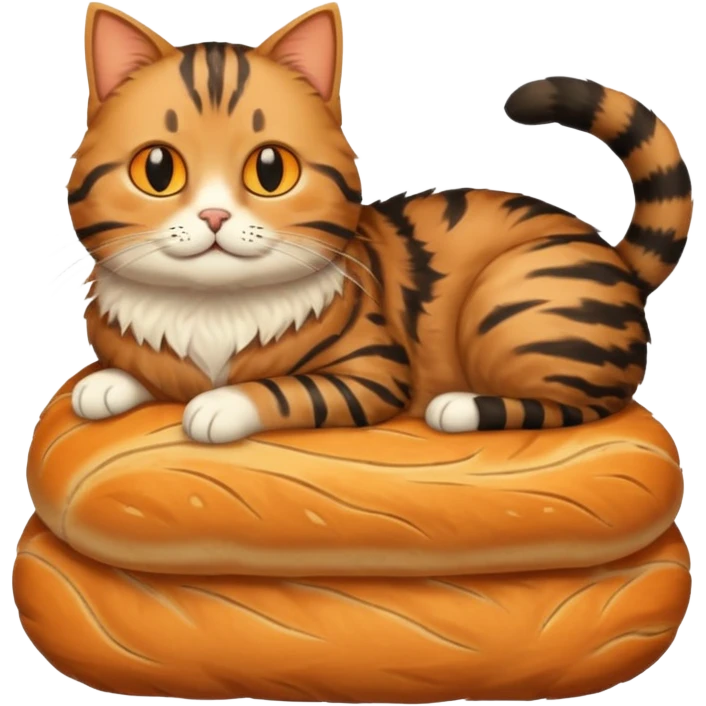 full body cat in loaf with a human man head  emoji