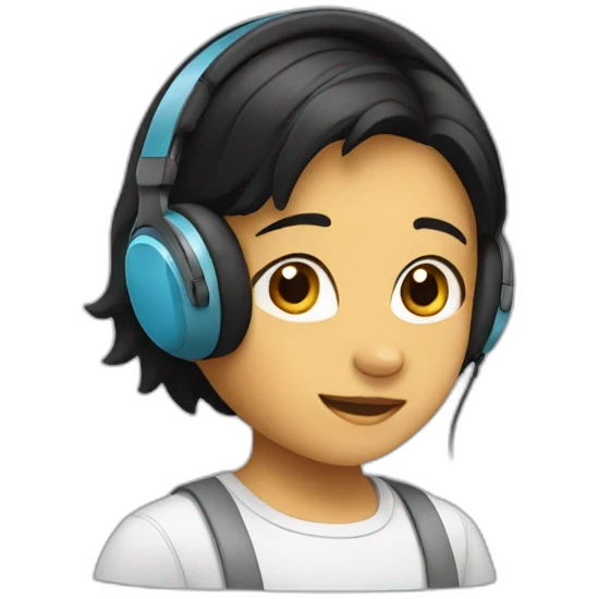 A child with black hair and wearing headphones emoji