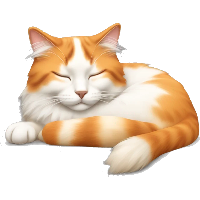 sleeping ragdoll cat with orange bicolor face emoji