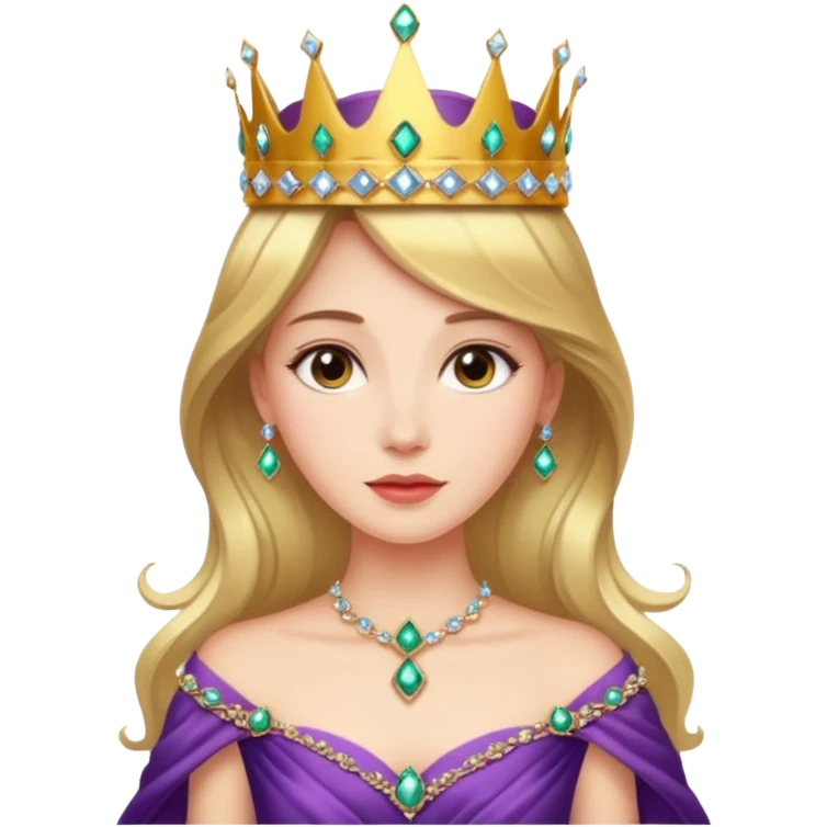 Queen – Elegant woman with jeweled crown and gown emoji
