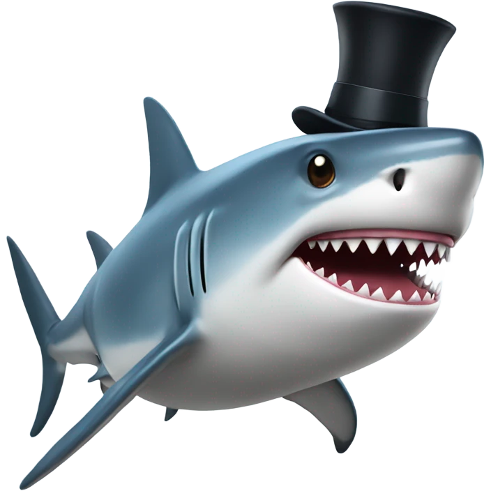 Shark with a top hat emoji