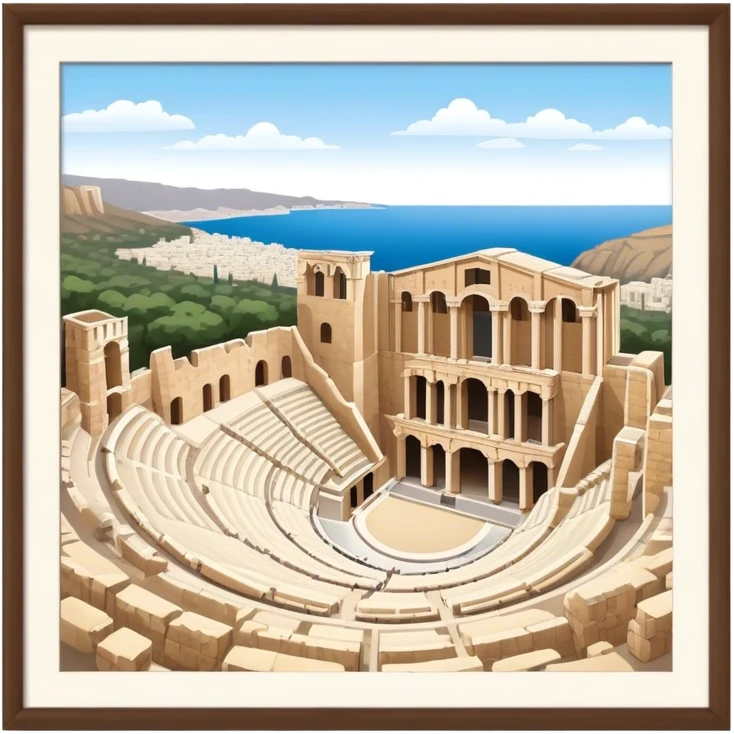 Odeon of Herodes Atticus Landmark Emoji – Depicting the ancient stone amphitheater on the Acropolis slopes. emoji