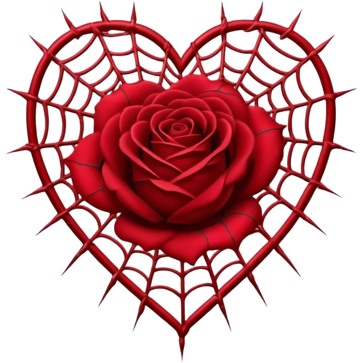 heart with a dark rose and spiderweb emoji
