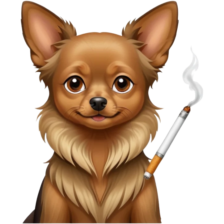 Russian toy terrier dog with smoking emoji