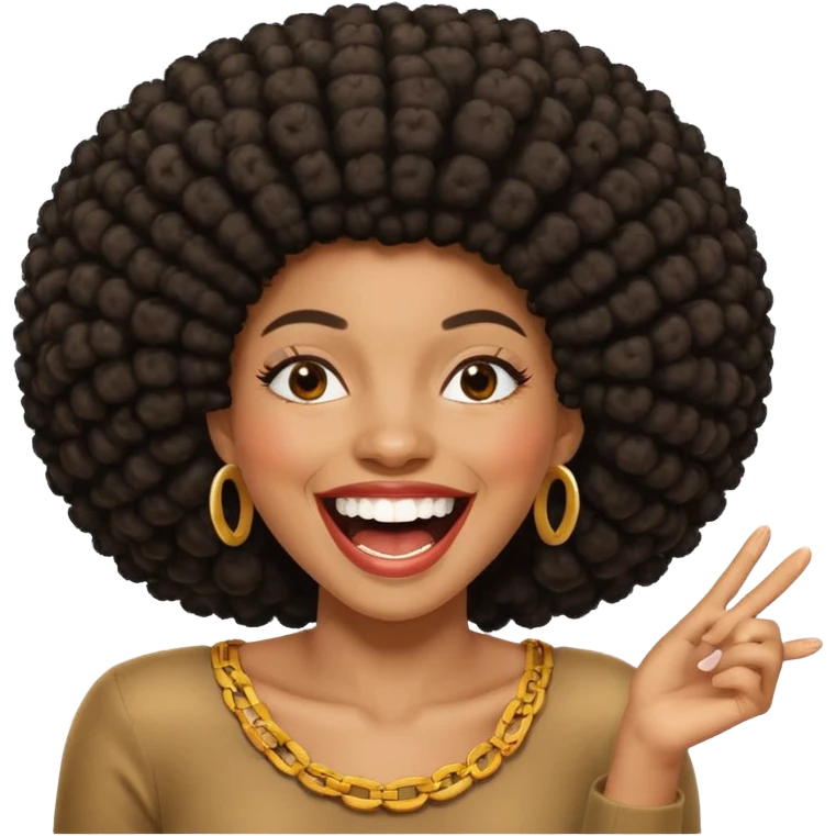Black woman with an afro laughing hard emoji
