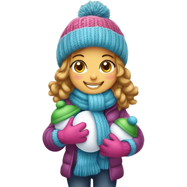 Girl building a snowman emoji