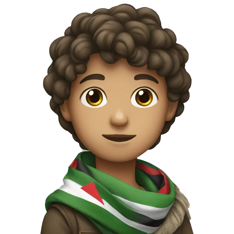 boy wearing a Palestinian scarf emoji