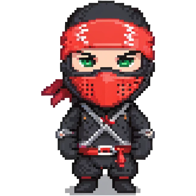 Masked ninja, red headband emoji
