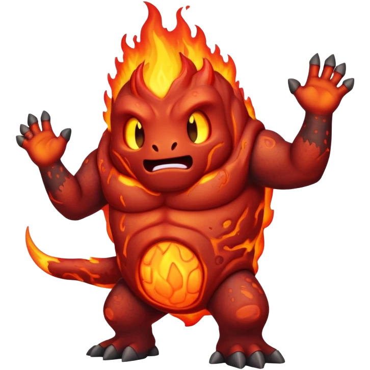 a mystical fast lava creature without arms with molten lava on its head and some rocky shoulders emoji