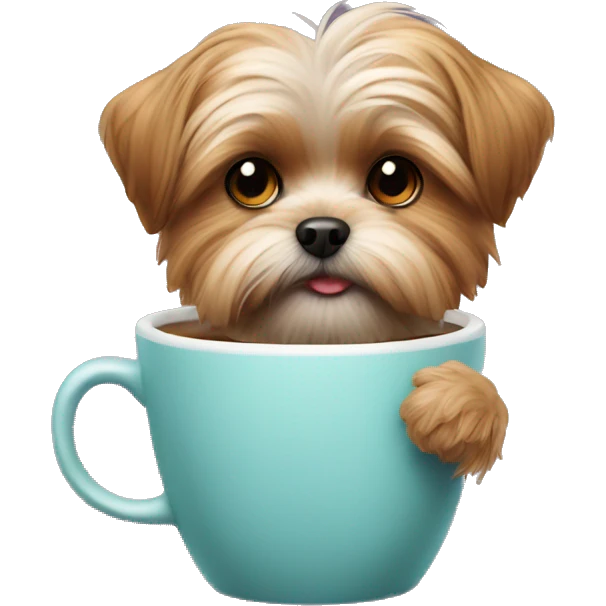 Shorkie with Coffe cup emoji