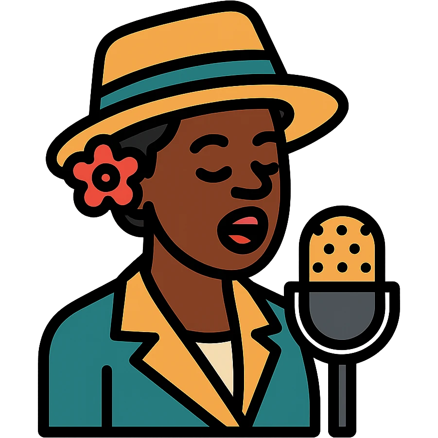 black jazz singer, 1940s, color outline icon emoji