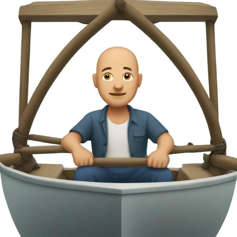 Bald man on a boat emoji