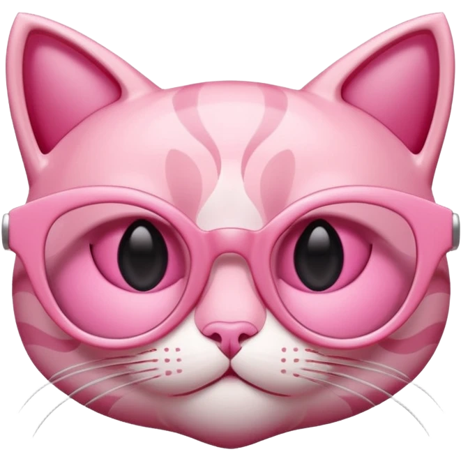 A 3D cartoon rose-pink cat-eye shaped spectacle, glossy curved frame, soft reflections, isolated on plain background. only glasses. emoji
