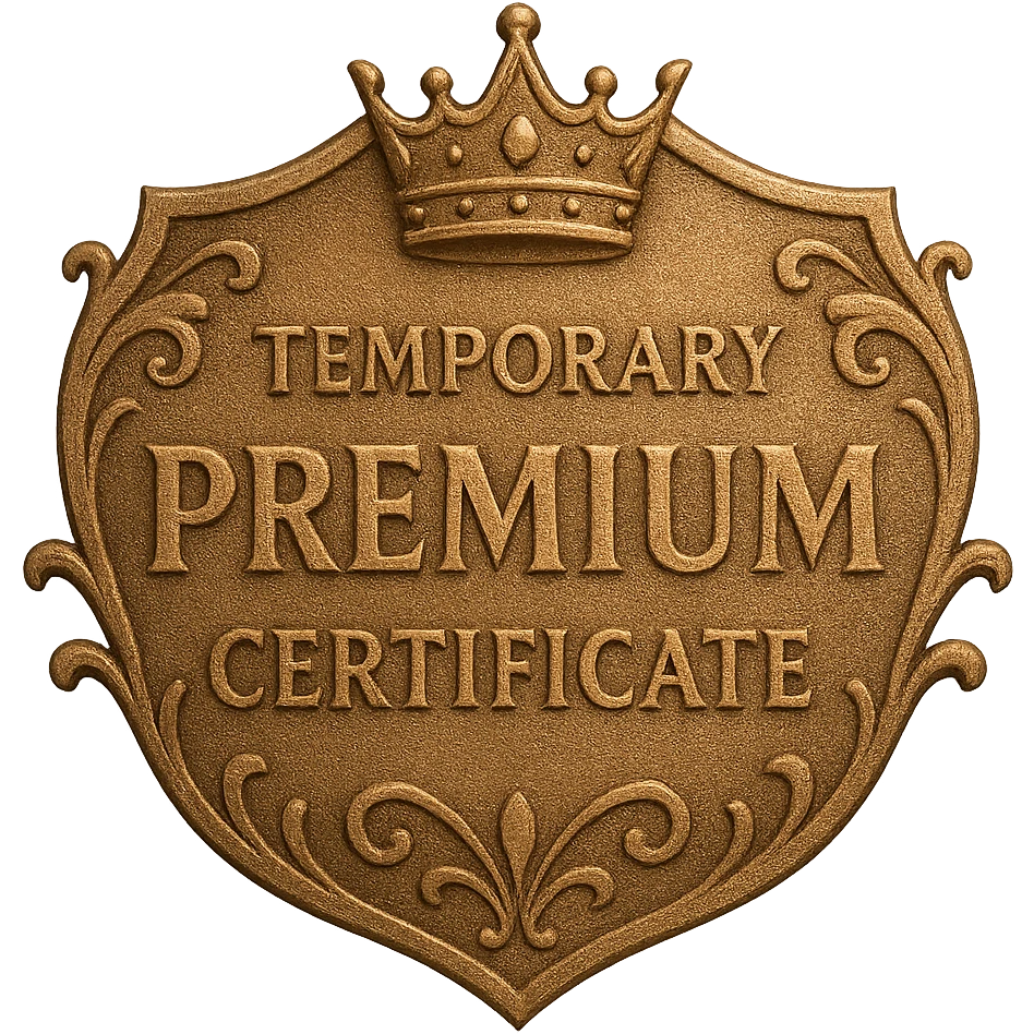 bronze Temporary Premium Certificate with a bronze crown, elegant and decorative, suitable for a digital reward badge emoji
