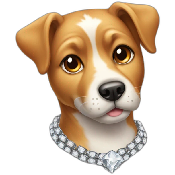 a dog with a diamond chain emoji