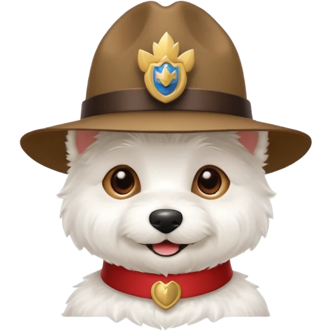 Westie with a tiny Mountie hat emoji