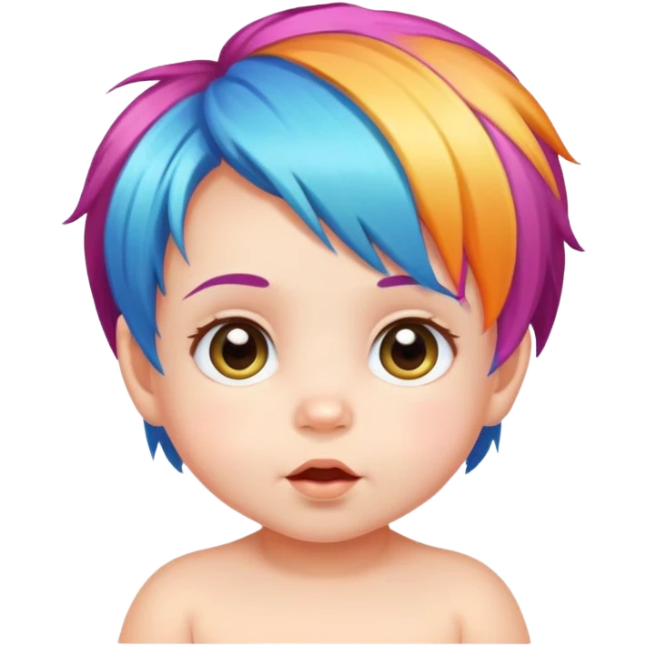 cute baby with colorful hair emoji