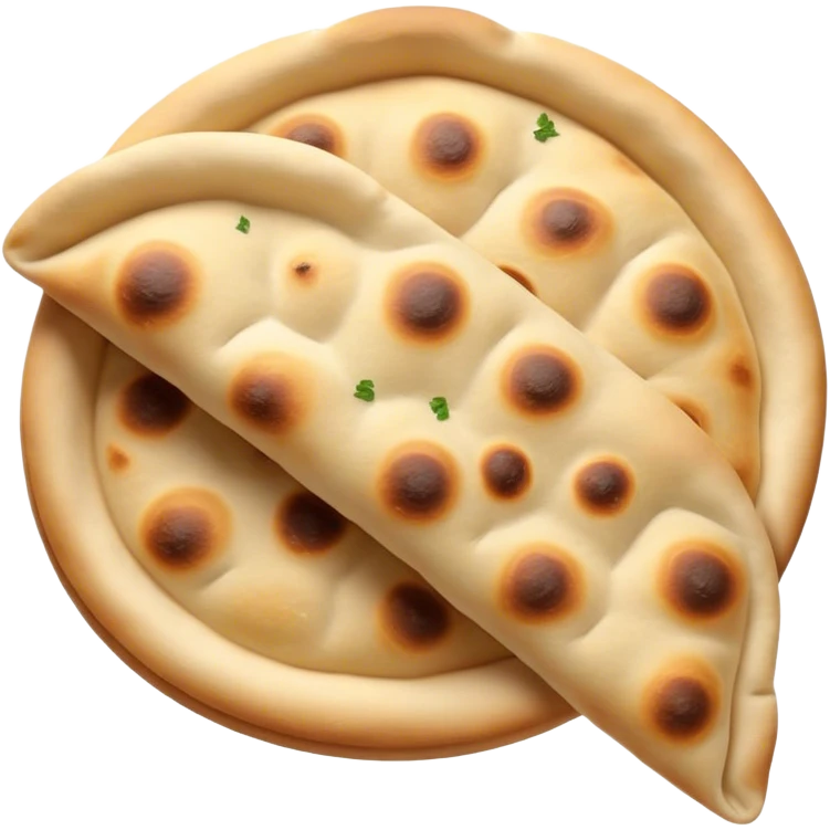 Cinematic Realistic Naan Bread Dish Emoji, showcasing soft, fluffy naan brushed with butter rendered with lifelike detail and inviting, warm lighting. emoji
