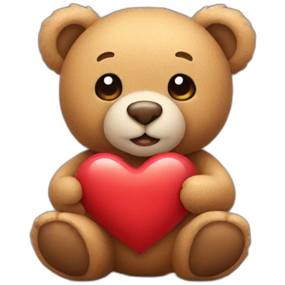 teddy bear holding a heart emoji