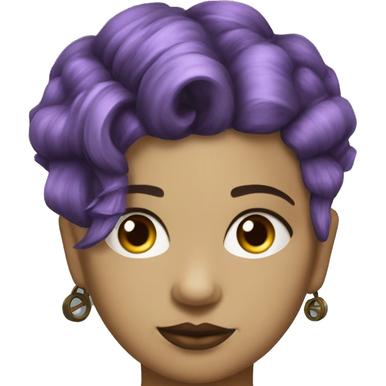 steampunk profile short hair faux-hawk purple Victorian on Caucasian girl with small nose round fat face emoji