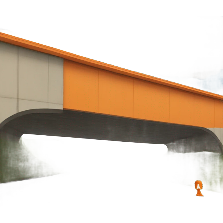 Orange building under a highway overpass  emoji