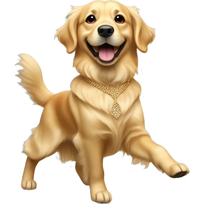 Golden retriver dressed elegant dancing emoji