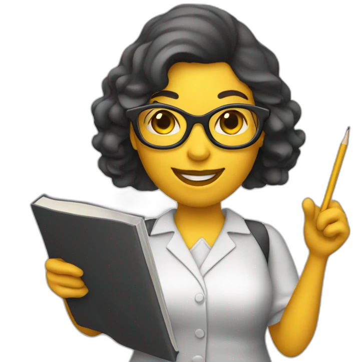 Teacher woman with a book and a pointer  emoji
