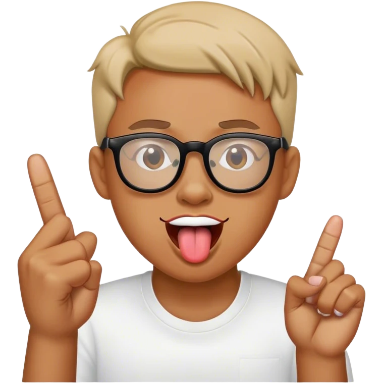Middle finger tongue out with glasses emoji