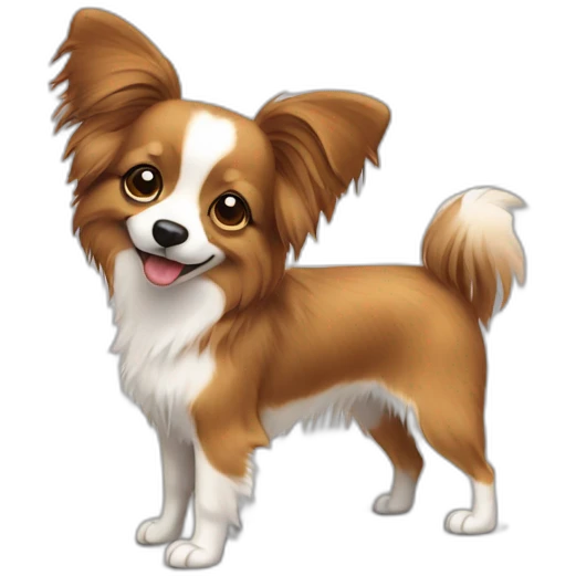 Papillon dog short hair smiling light brown emoji