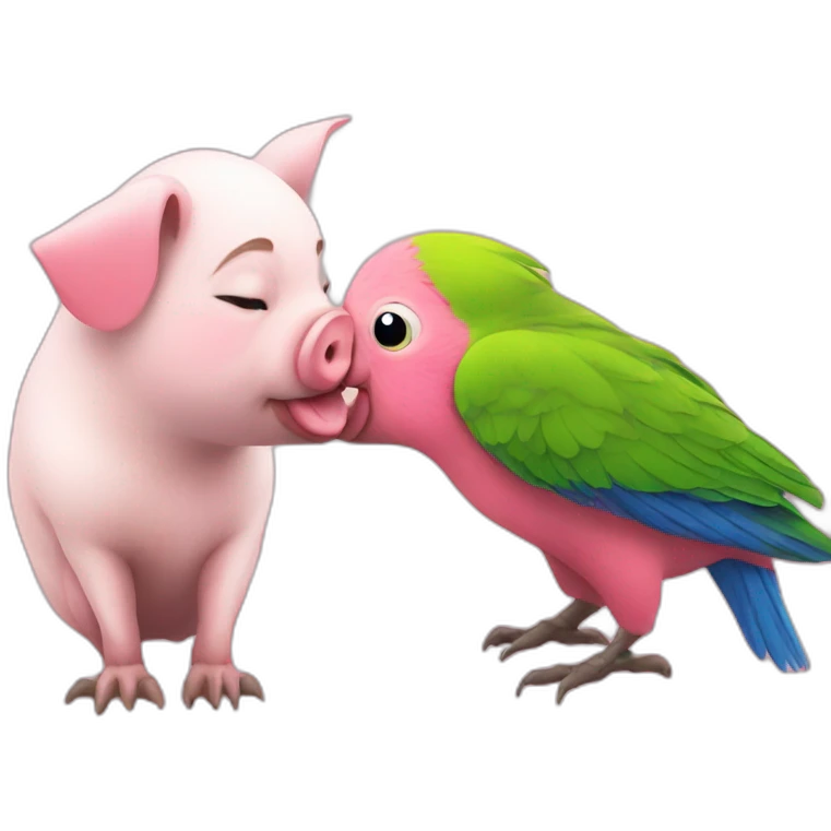 pig kiss parrot emoji