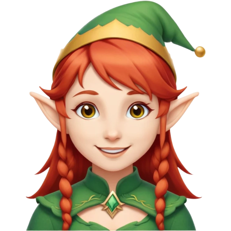 elf girl with straight red hair smiling emoji