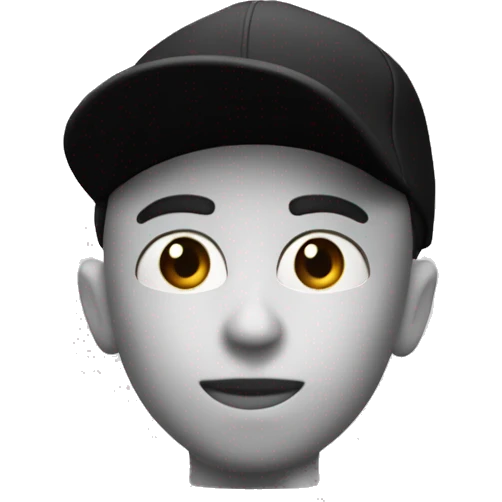 maniquí con gorra negra hacia atrás mirando de lado 45 grados emoji