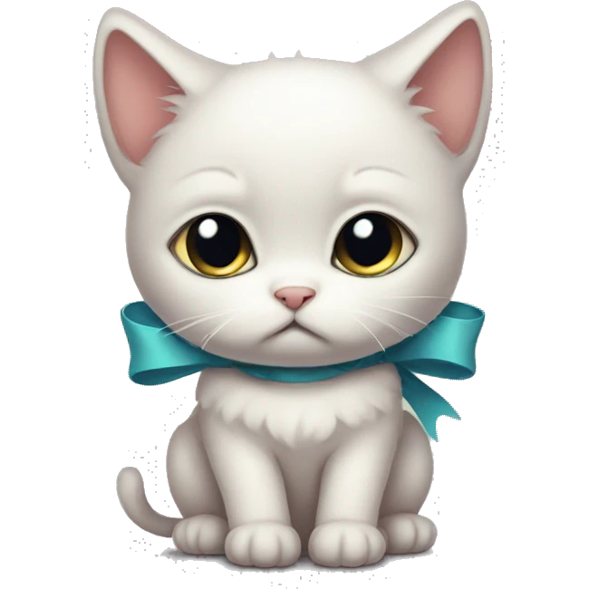 sad kitten with a bow emoji