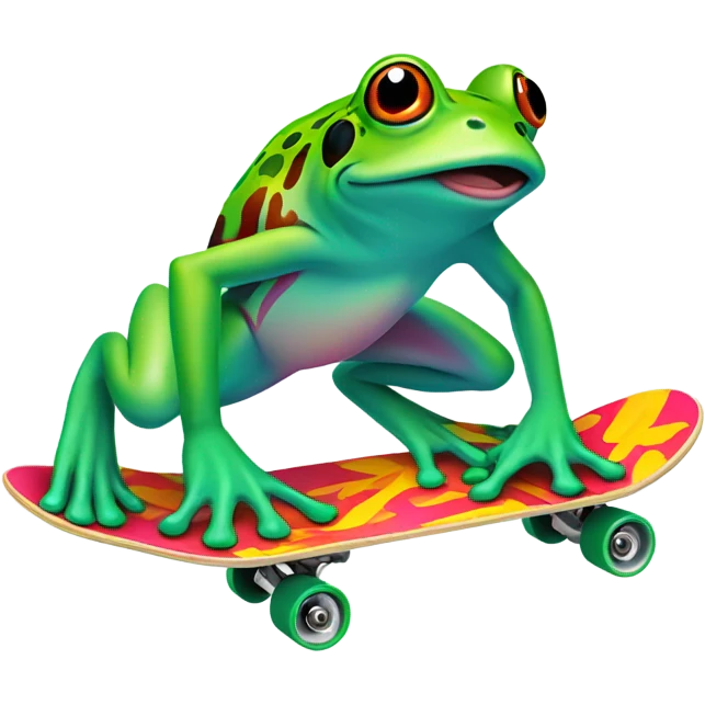 Frog jumping on a skateboard emoji