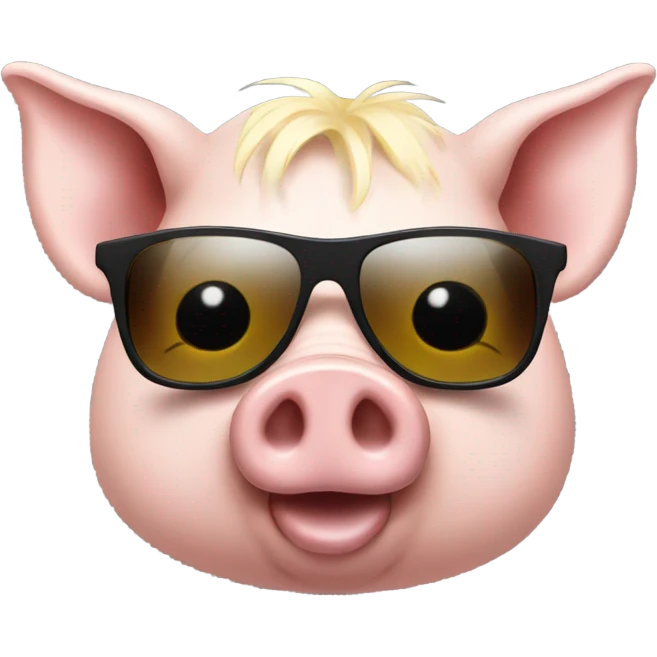 pig with sunglasses and a blond emoji
