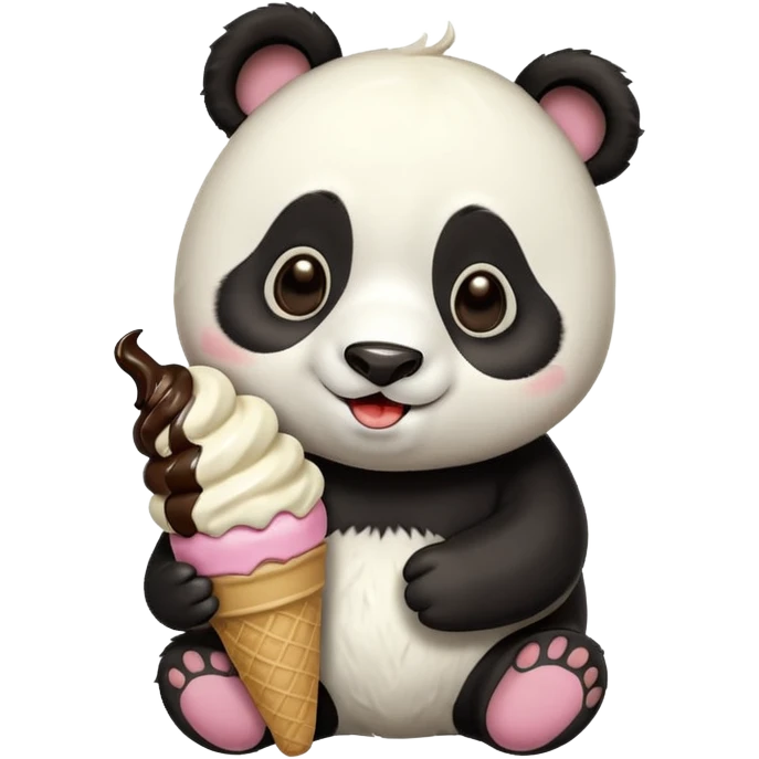 Panda eating ice cream emoji