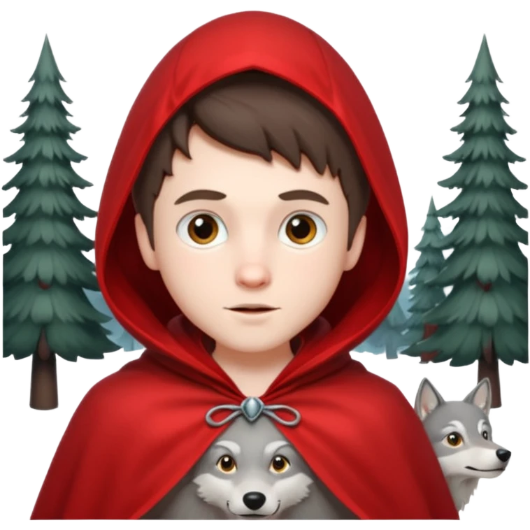brunete boy little red riding hood and the wolf emoji