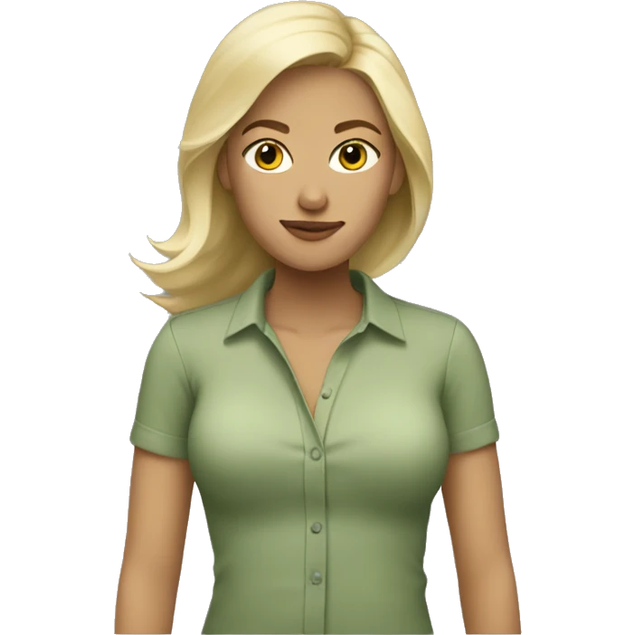 Blonde woman with a sage green shirt emoji