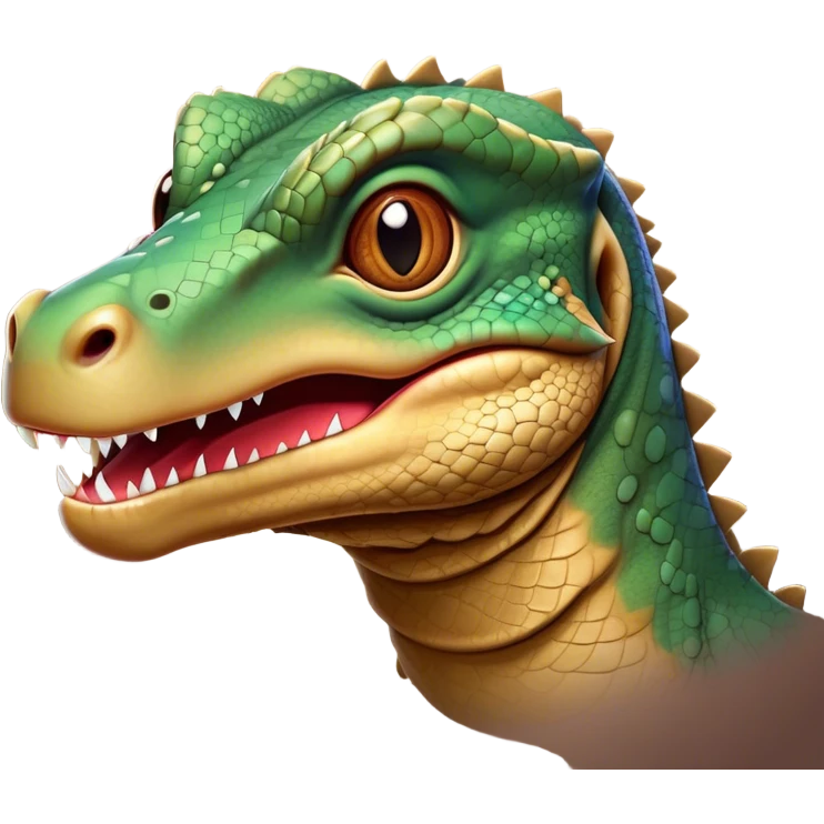 Cinematic Comical Komodo Dragon Lizard Portrait Emoji, Head tilted dramatically with an exaggeratedly shocked expression, featuring a robust, scaled body with wide, comically expressive eyes full of humorous disbelief, Simplified yet hilariously expressive features, highly detailed, glowing with a slightly sassy glow, high shine, dramatic yet playful, stylized with an air of quirky exotic attitude, soft glowing outline, capturing the essence of a meme-worthy Komodo dragon that looks ready to side-eye its way into viral fame! emoji