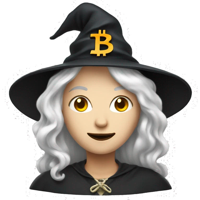 Witch with bitcoin, white skin, white hair  emoji