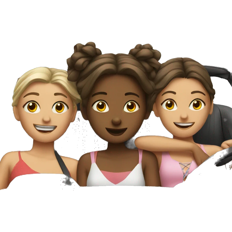 Three girls in a convertible emoji