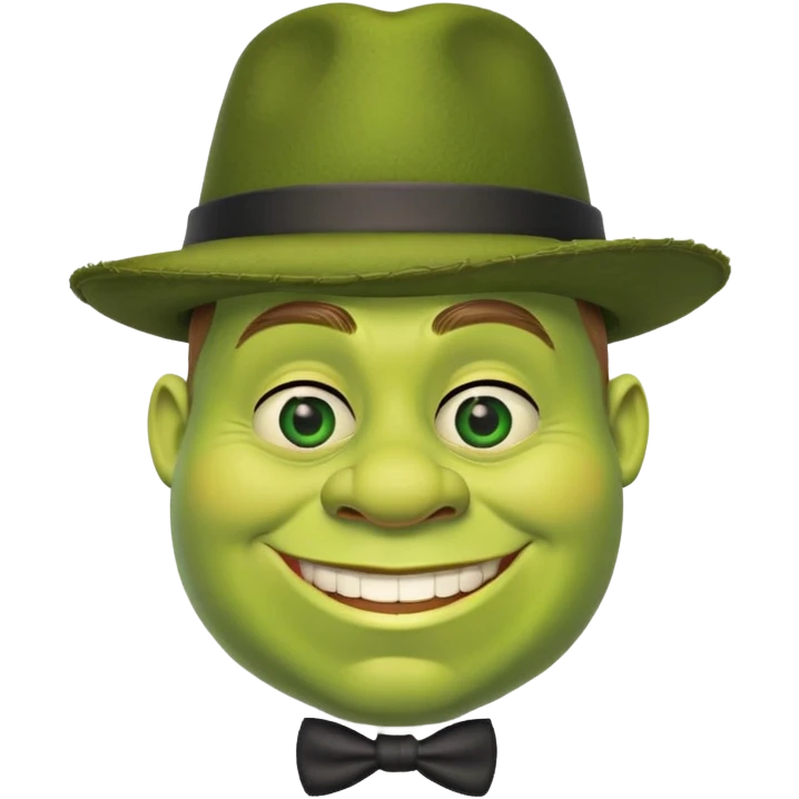 Shrek with a monocle and a mafioso hat emoji
