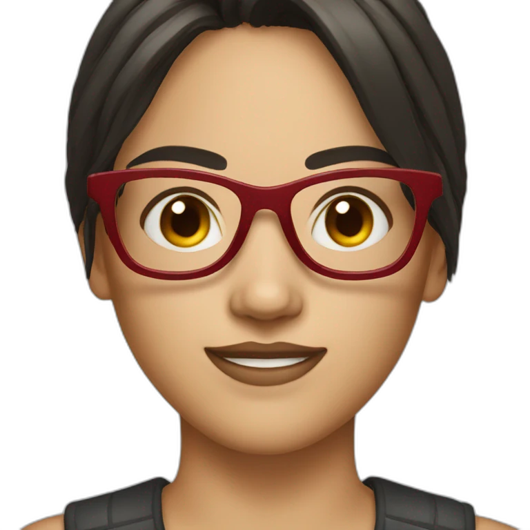 Girl with straight dark hair and red glasses emoji