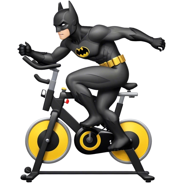black Batman suit on a spinning bike emoji