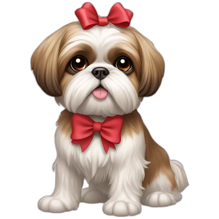 Dog Shih Tzu with a bow on head full-body emoji
